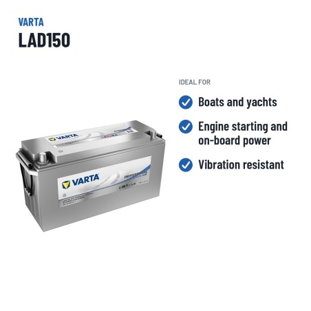Bootsbatterie Varta LAD150 12V 150Ah AGM – empfohlene Einsatzbereiche