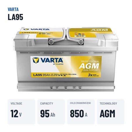 Batteria nautica Varta LA95 12V 95Ah 850A AGM | baterias.com