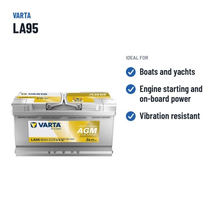 Marine battery Varta LA95 12V 85Ah AGM – recommended uses