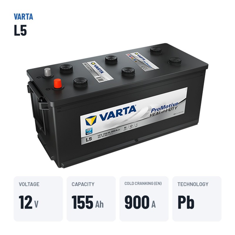 LKW-Batterie Varta L5 12V 155Ah 900A – wichtigste Daten