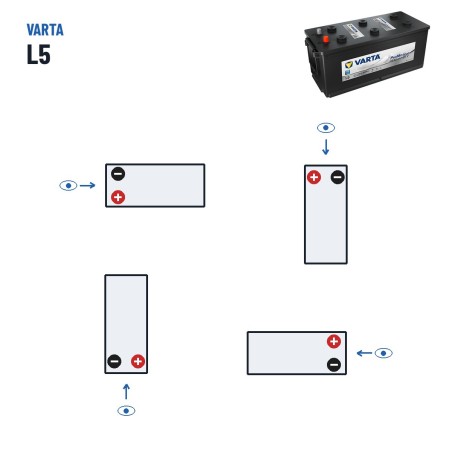 LKW-Batterie Varta L5 12V 155Ah 900A – Polarität (Schaltung 4)