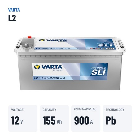 LKW-Batterie Varta L2 12V 155Ah 900A – wichtigste Daten