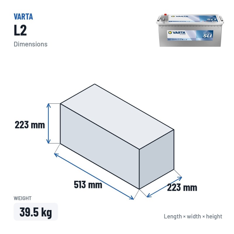 Truck battery Varta L2 12V 155Ah 900A | baterias.com