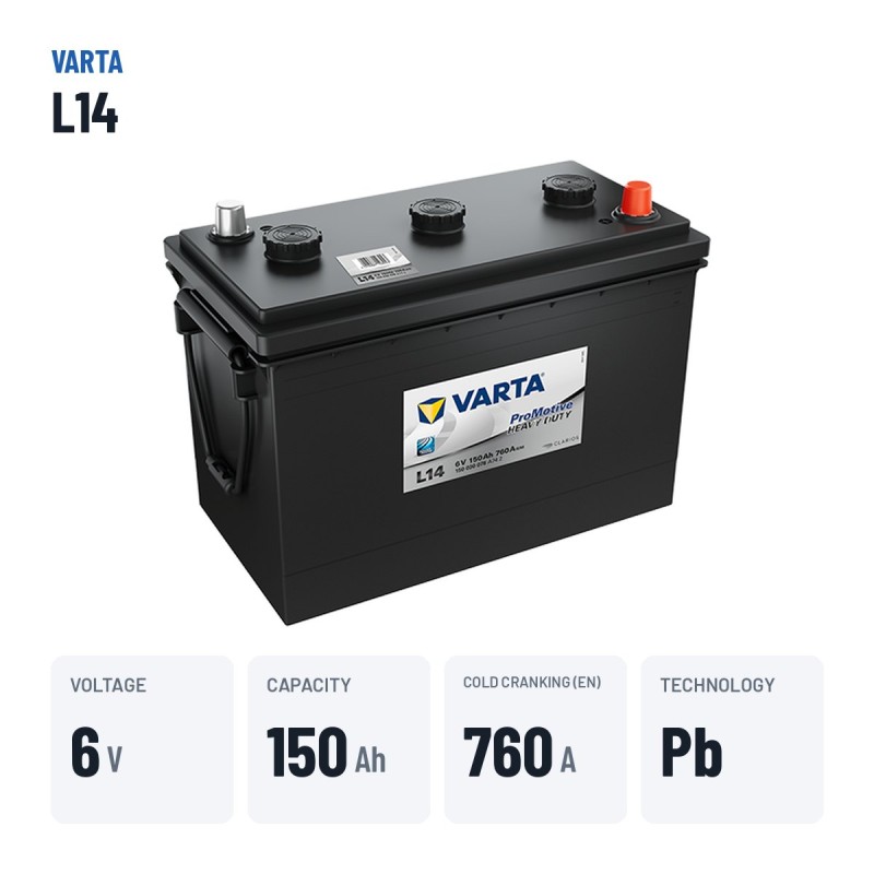 Truck battery Varta L14 6V 150Ah 760A – key specs
