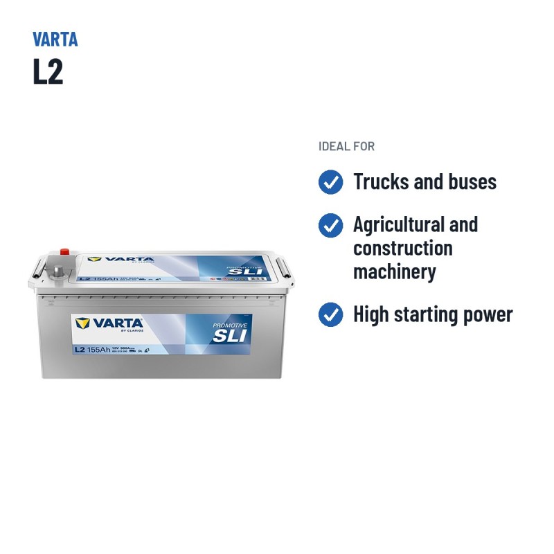 Truck battery Varta L2 12V 155Ah 900A | baterias.com