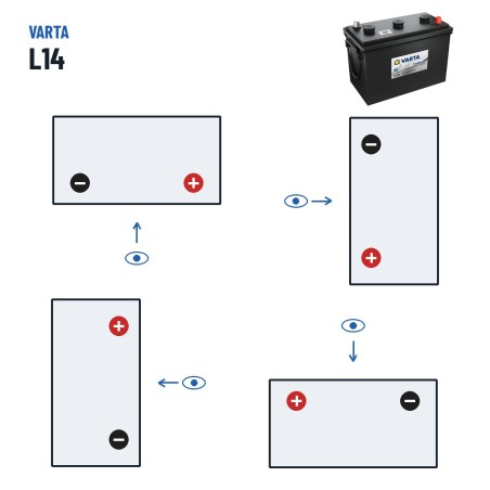 Truck battery Varta L14 6V 150Ah 760A – polarity (layout 0, + right)