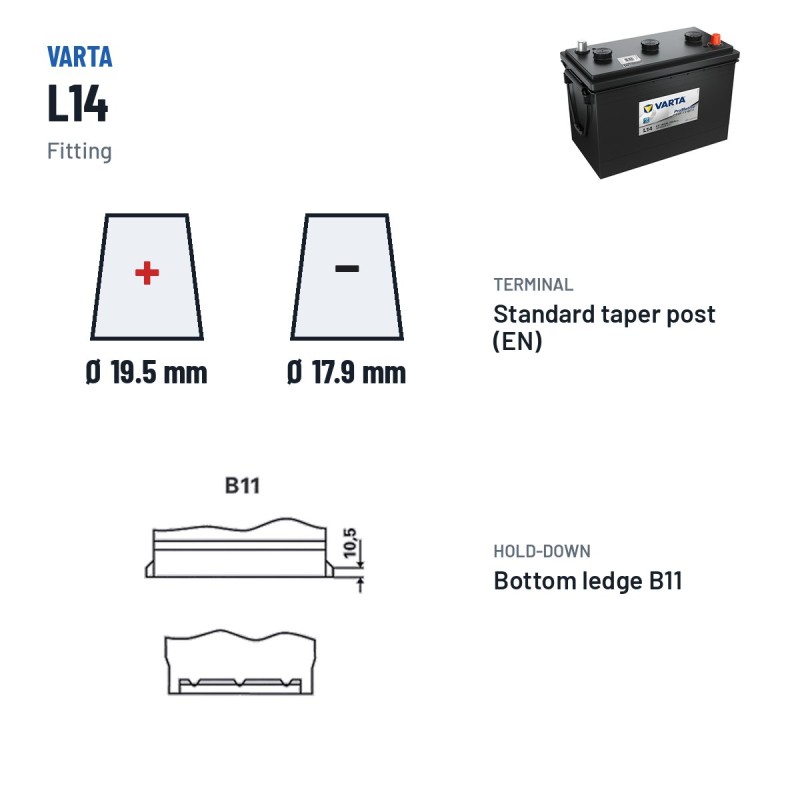LKW-Batterie Varta L14 6V 150Ah 760A | baterias.com