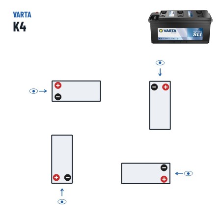 Truck battery Varta K4 12V 143Ah 950A – polarity (layout 3)