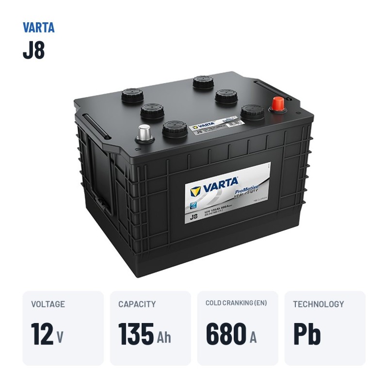 Bateria de camião Varta J8 12V 135Ah 680A – dados principais