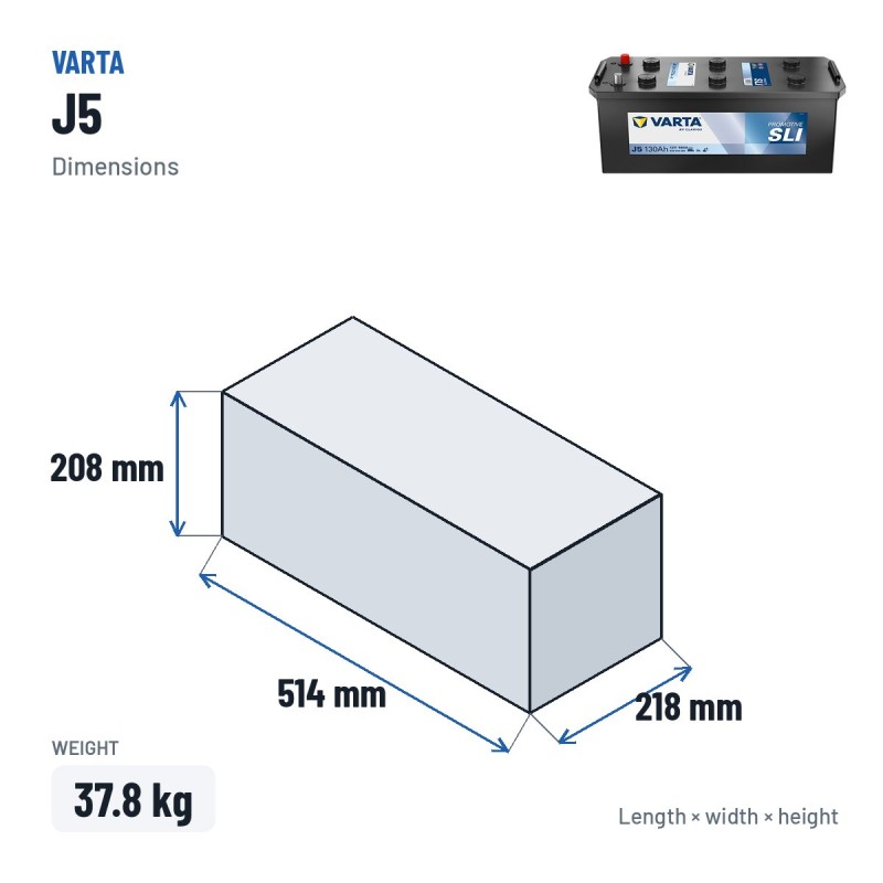 Batería de camión Varta J5 12V 130Ah 680A | baterias.com
