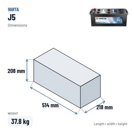 Batería de camión Varta J5 12V 130Ah 680A | baterias.com
