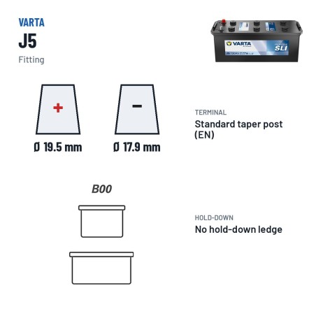 Batería de camión Varta J5 12V 130Ah 680A | baterias.com