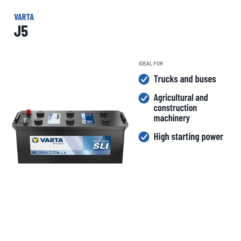 LKW-Batterie Varta J5 12V 130Ah 680A – empfohlene Einsatzbereiche