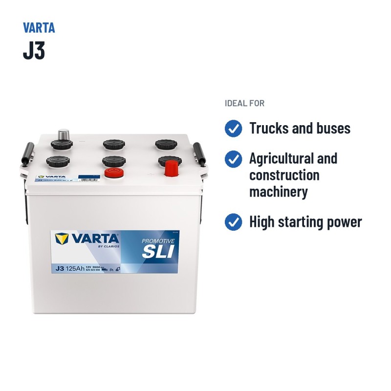 Batteria camion Varta J3 12V 125Ah 950A – usi consigliati