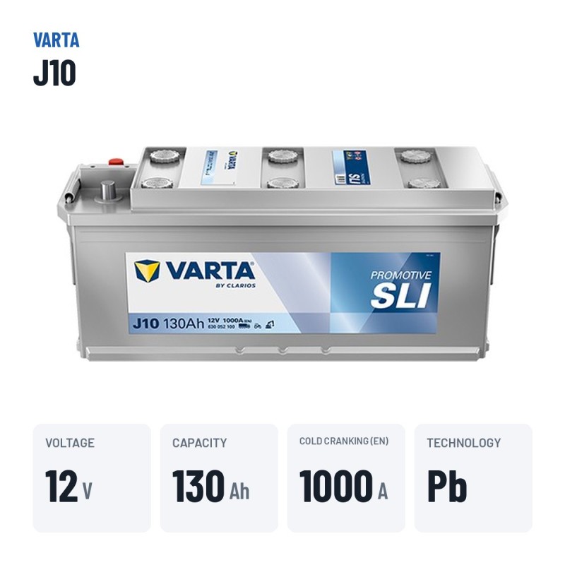 Bateria de camião Varta J10 12V 130Ah 1000A – dados principais
