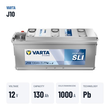 LKW-Batterie Varta J10 12V 130Ah 1000A – wichtigste Daten