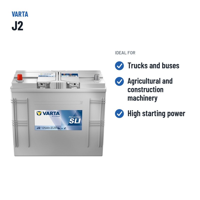 LKW-Batterie Varta J2 12V 125Ah 720A – empfohlene Einsatzbereiche