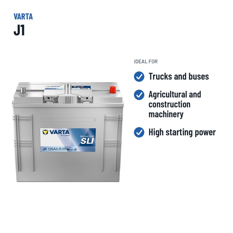 LKW-Batterie Varta J1 12V 125Ah 720A – empfohlene Einsatzbereiche