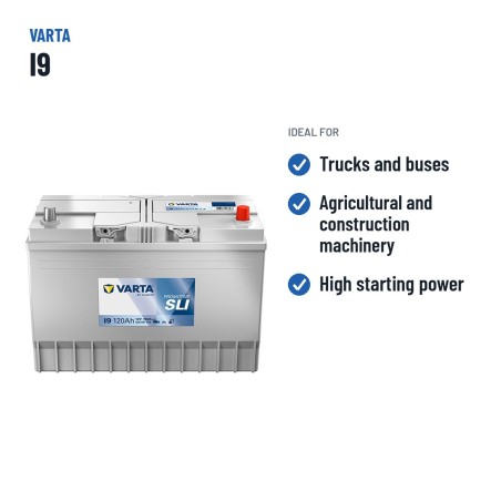 Truck battery Varta I9 12V 120Ah 780A – recommended uses