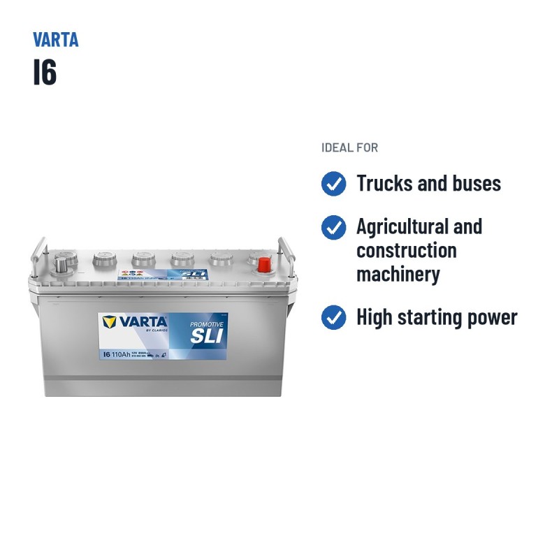 Truck battery Varta I6 12V 110Ah 850A – recommended uses