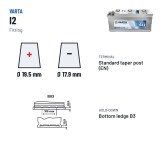 Batteria camion Varta I2 12V 110Ah 760A – terminali e fissaggio