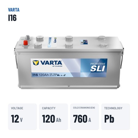Bateria de camião Varta I16 12V 120Ah 760A – dados principais