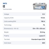 Batteria camion Varta I2 12V 110Ah 760A – scheda tecnica