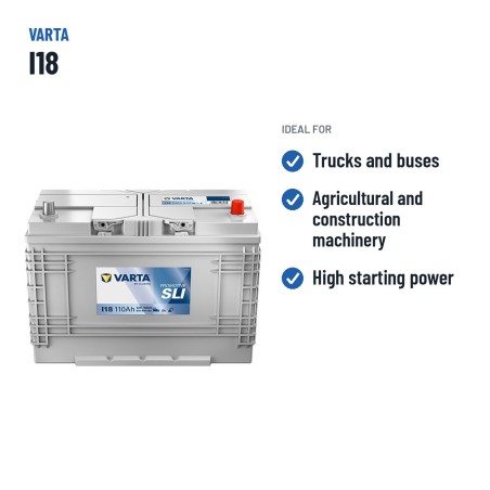 Batería de camión Varta I18 12V 110Ah 680A | baterias.com