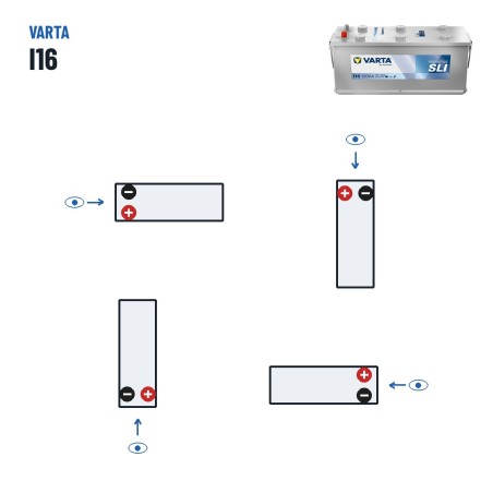 Truck battery Varta I16 12V 120Ah 760A – polarity (layout 4)