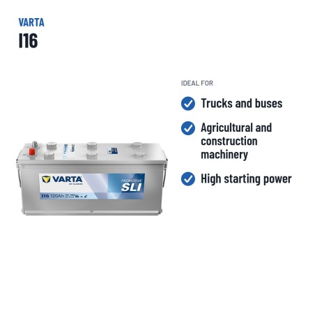 Truck battery Varta I16 12V 120Ah 760A – recommended uses