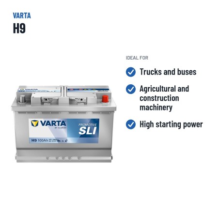 Batería de camión Varta H9 12V 100Ah 720A – usos recomendados