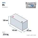 Batteria camion Varta H4 12V 100Ah 600A – dimensioni 413 × 175 × 220 mm