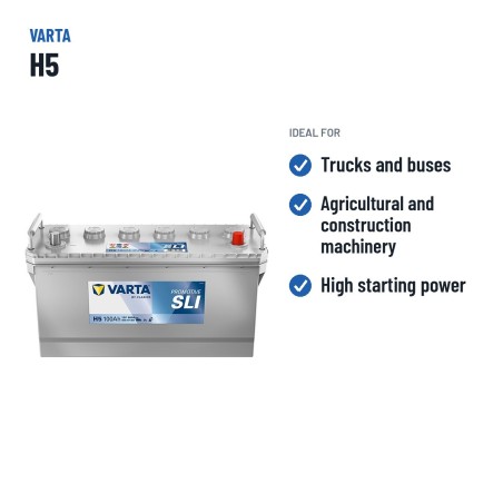 LKW-Batterie Varta H5 12V 100Ah 600A – empfohlene Einsatzbereiche