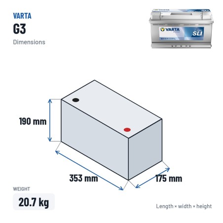 Batería de coche Varta G3 12V 95Ah 800A | baterias.com