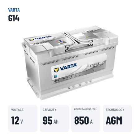 Batterie Start-Stop Varta G14 12V 95Ah 850A AGM – caractéristiques clés