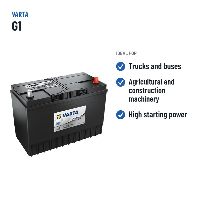 Batería de camión Varta G1 12V 90Ah 540A – usos recomendados