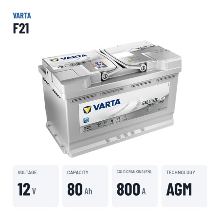 Start-Stop battery Varta F21 12V 80Ah 800A AGM – key specs