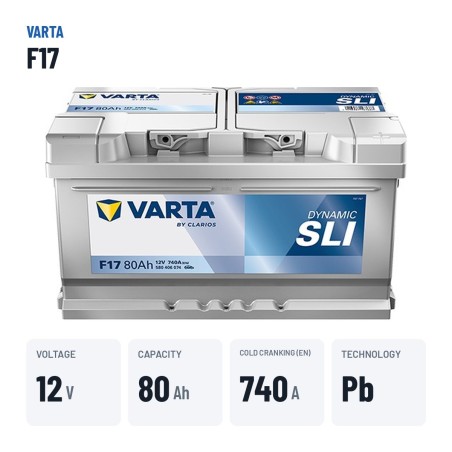 Car battery Varta F17 12V 80Ah 740A | baterias.com