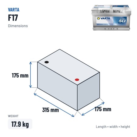 Car battery Varta F17 12V 80Ah 740A | baterias.com