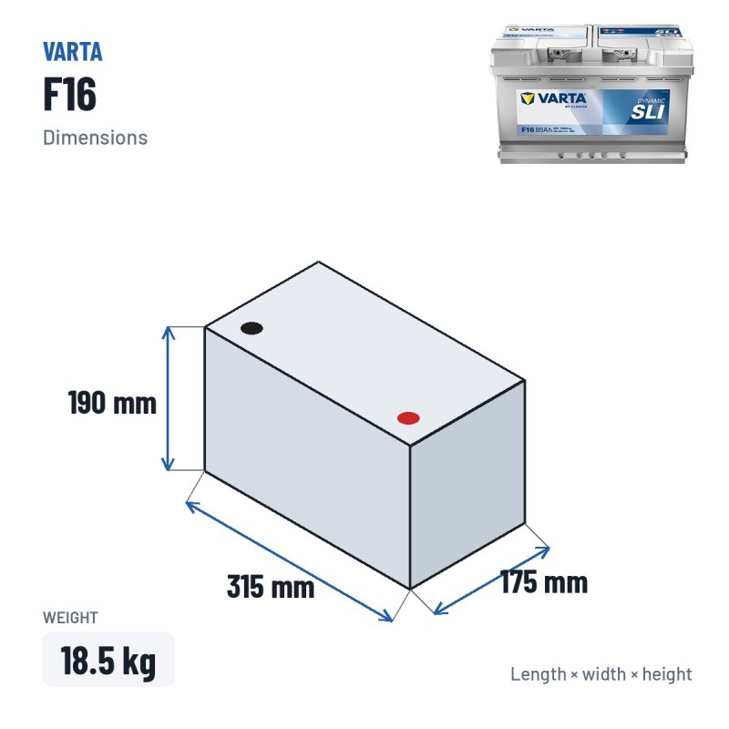 Car battery Varta F16 12V 80Ah 740A | baterias.com