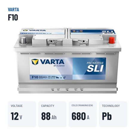 Batteria camion Varta F10 12V 88Ah 680A – dati principali