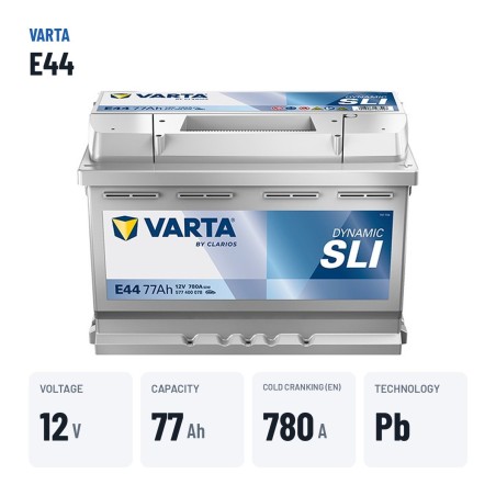 Batterie voiture Varta E44 12V 77Ah 780A – caractéristiques clés