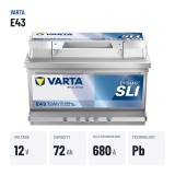 Batteria auto Varta E43 12V 72Ah 680A – dati principali