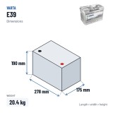 Start-Stop battery Varta E39 12V 70Ah 760A AGM – dimensions 278 × 175 × 190 mm