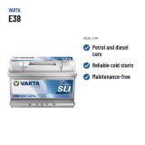 Car battery Varta E38 12V 74Ah 750A | baterias.com