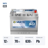 Autobatterie Varta E23 12V 70Ah 630A | baterias.com