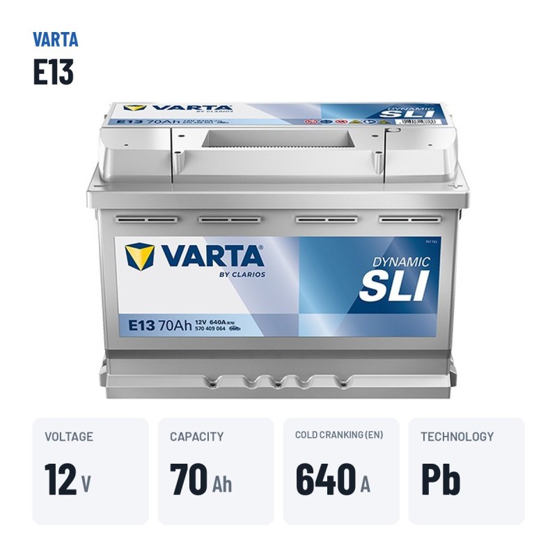 Batteria auto Varta E13 12V 70Ah 640A – dati principali