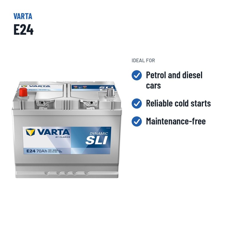 Car battery Varta E24 12V 70Ah 630A – recommended uses