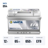 Batteria Start-Stop Varta D54 12V 65Ah 650A EFB – dati principali