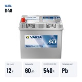 Batteria auto Varta D48 12V 60Ah 540A – dati principali